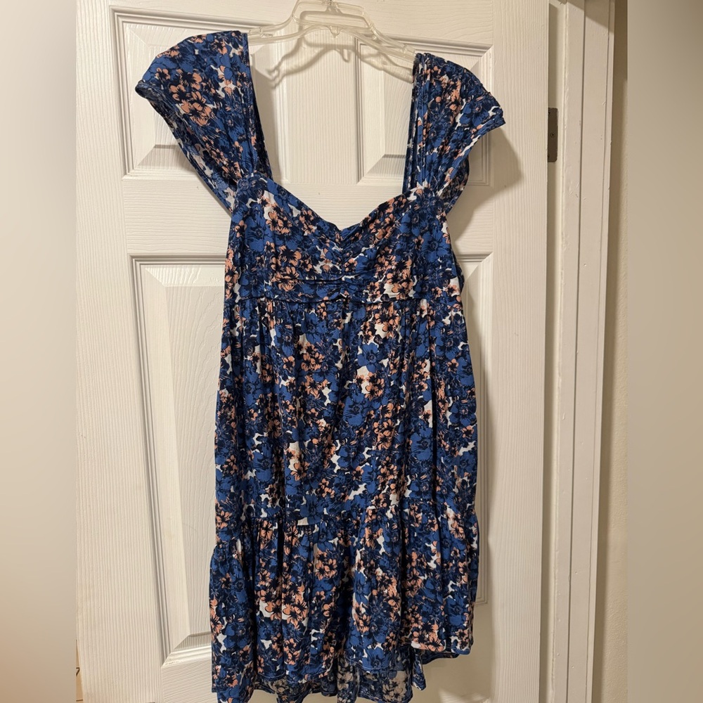 Free People Vibrant Blue and Orange Dress